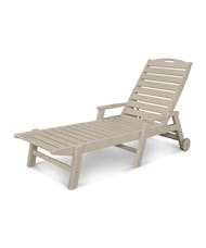 Nautical Chaise with Arms & Wheels - Sand