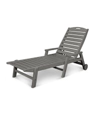 Nautical Chaise with Arms & Wheels - Slate Grey