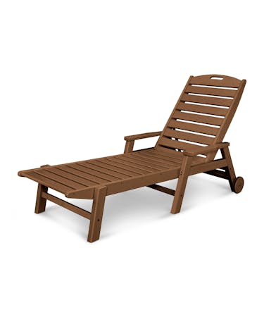 Nautical Chaise with Arms & Wheels - Teak
