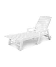 Nautical Chaise with Arms & Wheels - White
